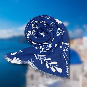 Blue Scarf- Grecian Style Scarf- Light Scarf for Greek Summer- Greece Travel Accessories- Greek Islands Accessories- Beach Cover Up
