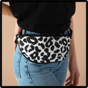 Leopard Print Fanny Pack: Black and White Animal Print Belt Bag