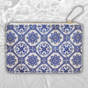 Cartera griega, cartera vegana azul y blanca, cartera de estilo griego, cartera azul del Egeo, regalo para griegos, Sea Sun Stories