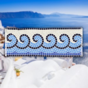 Blue Greek Mosaic Scarf: Ancient Greece Inspired Lightweight Wrap by Sea Sun Stories