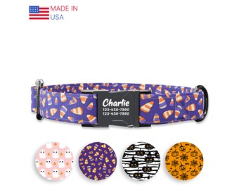Candy Corn Dog Collar: Personalized Halloween Collar, Metal Buckle