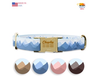 Blue Mountain Dog Collar: Personalized 1" Nylon with Metal Buckle