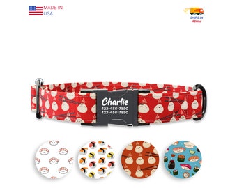 Soup Dumpling Personalized dog collars with name , 1 inch wide, Handmade in USA, Soup Dumpling