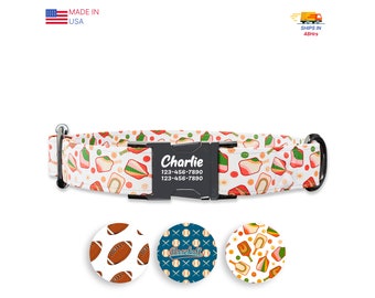 Pickleball Dog collar w/ metal buckle, HAND MADE,  Personalized Collar, 1" inch wide, Matching leash
