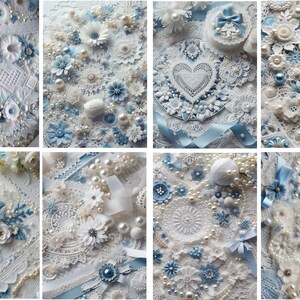 Printable Papers Pearls and Lace in Blue