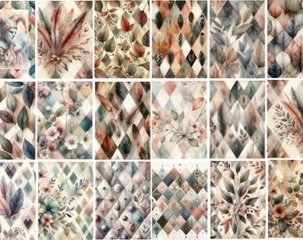 Harlequin Through the Seasons printable papers