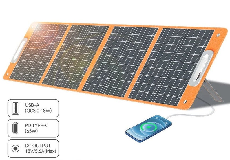 Solar Panel 100W 18V Solar Charger with DC Type-c/QC3.0 Output Charge For Power Station Van RV Road Trip Camping image 1