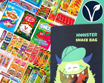 50 Vegane Süßigkeiten aus aller Welt auch als Geschenkidee z.B. zu Silvester - Mix mit USA Candy, UK Sweets und Snacks als XXL Box Vegan