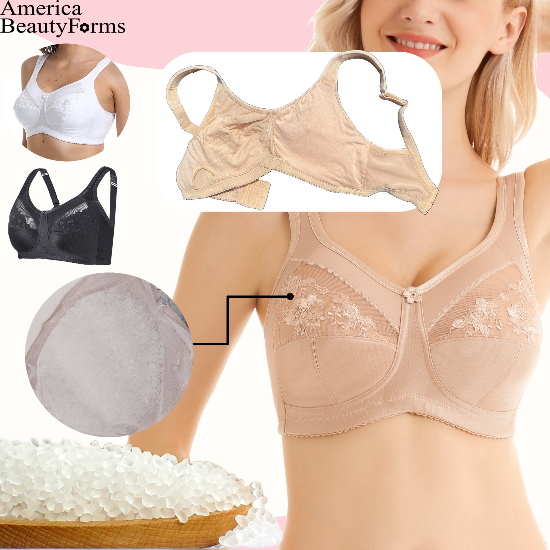 KAHIOE Pocket Bra with Lighe Silicone Breast Fake Froms Mastectomy