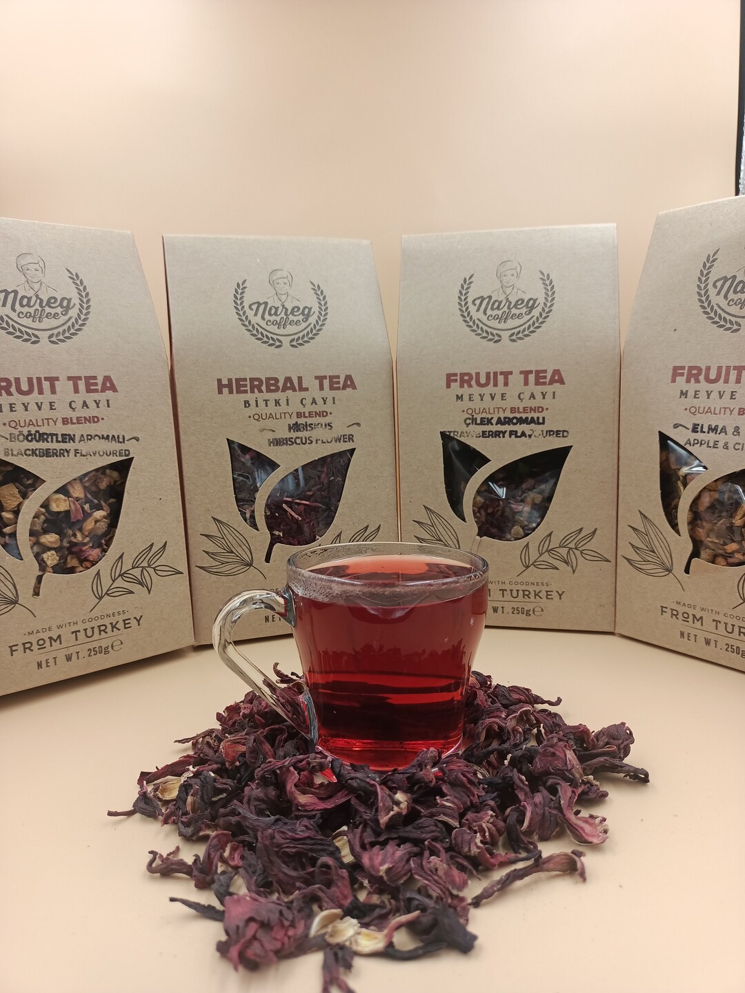 Apple Tea, Blackberry Fruit Tea, Strawberry Fruit Tea, Hibiscus Flower