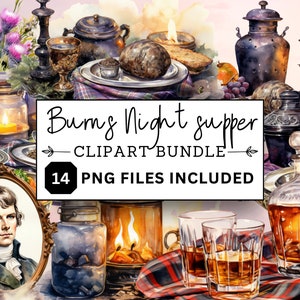 Highland Harmony: Burns Night Supper Clip Art Collection - Gráficos temáticos escoceses para una celebración digna de brindar, PNG, Procreate