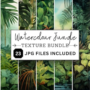Jungle Watercolour Digital Paper, seamless printable textures printable scrapbook paper portrait & landscape