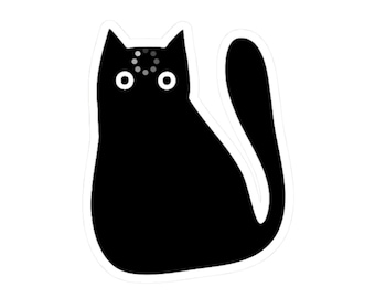 Adesivo gatto nero, adesivo Loading Head per amanti dei gatti, adesivo in vinile, regalo per l'arte felina, adesivo per laptop, bottiglia, auto, casco, mamma gatta