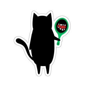 Black cat sticker, cat with mirror decal, car decal, cat vinyl decal, laptop decal, bottles decal, computer sticker, cat lover, cat mom