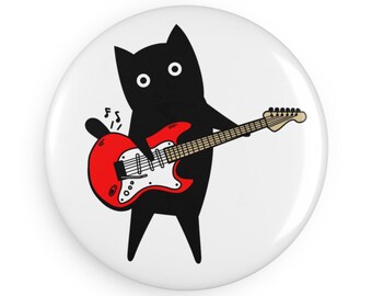 Imán con forma de gato negro tocando la guitarra, bonitos regalos para amantes de los gatos, decoración divertida para la cocina, regalo para mamá gata, lindo imán para refrigerador.