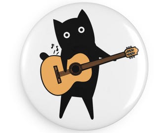 Imán con forma de gato negro tocando la guitarra, bonitos regalos para amantes de los gatos, decoración divertida para la cocina, regalo para mamá gata, lindo imán para refrigerador.