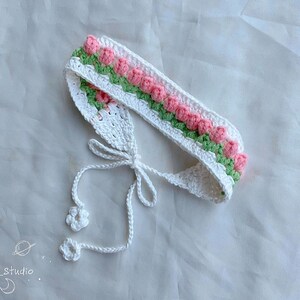 Crochet Silk Tulip Headband zdjęcie 1