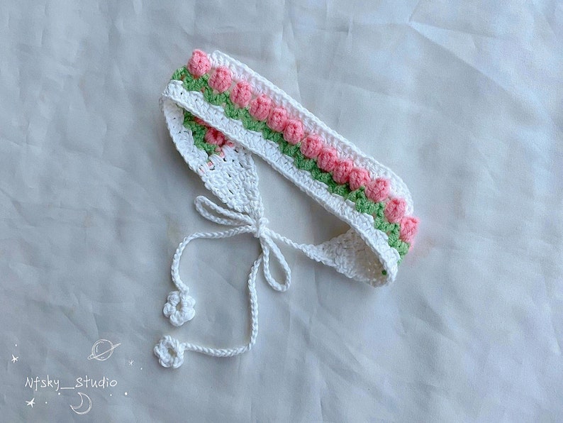 Crochet Silk Tulip Headband zdjęcie 1