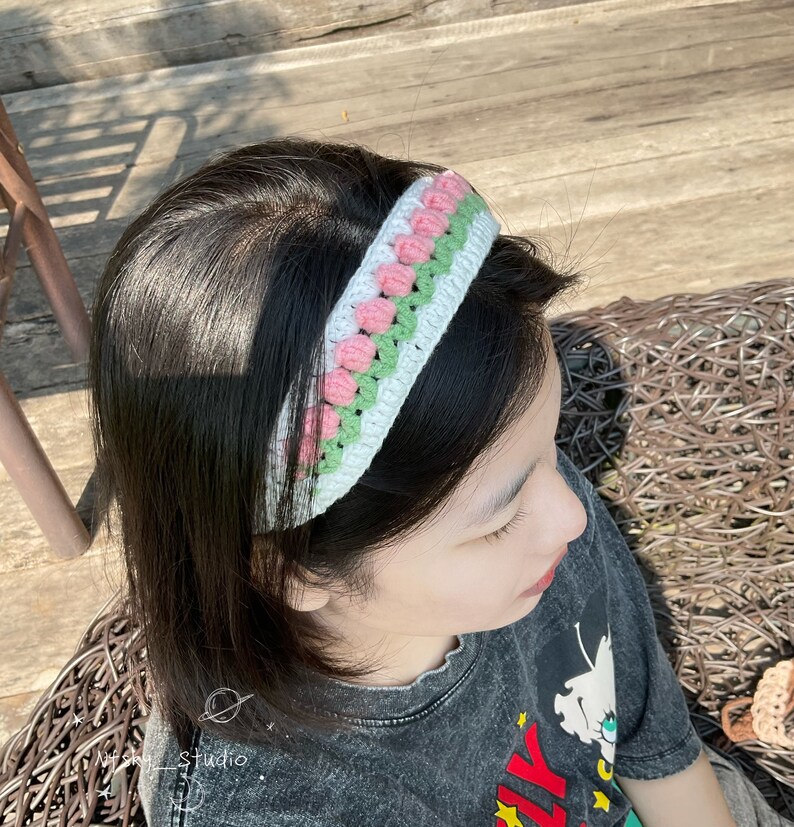 Crochet Silk Tulip Headband zdjęcie 9