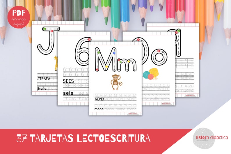 37 Literacy Cards Numbers and Alphabet Learn to Write Printable ...