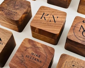 Small Wooden Ring Box for Wedding, Engagement Ring Box, Wood Ring Box Wedding, Proposal Ring Box, Engagement Ring Holder, Custom Jewelry box