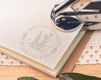 Custom Book Stamp From the Library of Book Embosser Custom Library Stamp From the Library of Book Belongs to Ex Libris Book Lover Gift Name