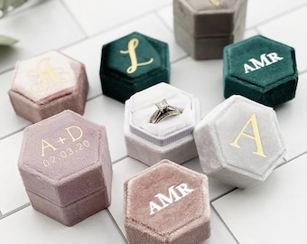 Wedding Ring Box Holder Engagement Ring Box Custom Ring Dish Ring bearer box Travel Jewelry case Proposal ring box Black Engagement gift box