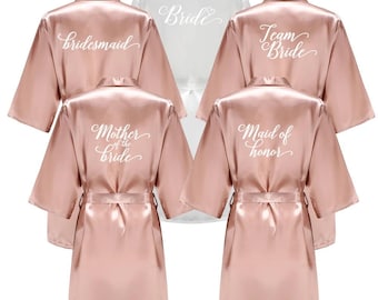 Rose Pink Personalized Bridesmaid Pajamas Set, Matching Bridesmaid PJs, Bridal Robe, Bride Pajamas, Wedding Dressing Gown, Bachelorette Gift