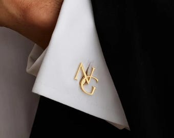 Personalized Gold Cufflinks Custom Initial Cufflinks Groomsmen Proposal Gift Wedding Gift for Groom Best Man Father Engraved Cufflinks Men