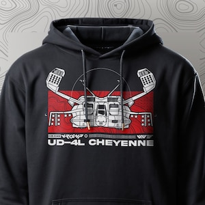 Hoodie UD-4L Cheyenne Dropship Aliens Xenomorph Japanese Harajuku Aesthetic Warcore, Darkwear Streetwear for a Futuristic rave edgerunners