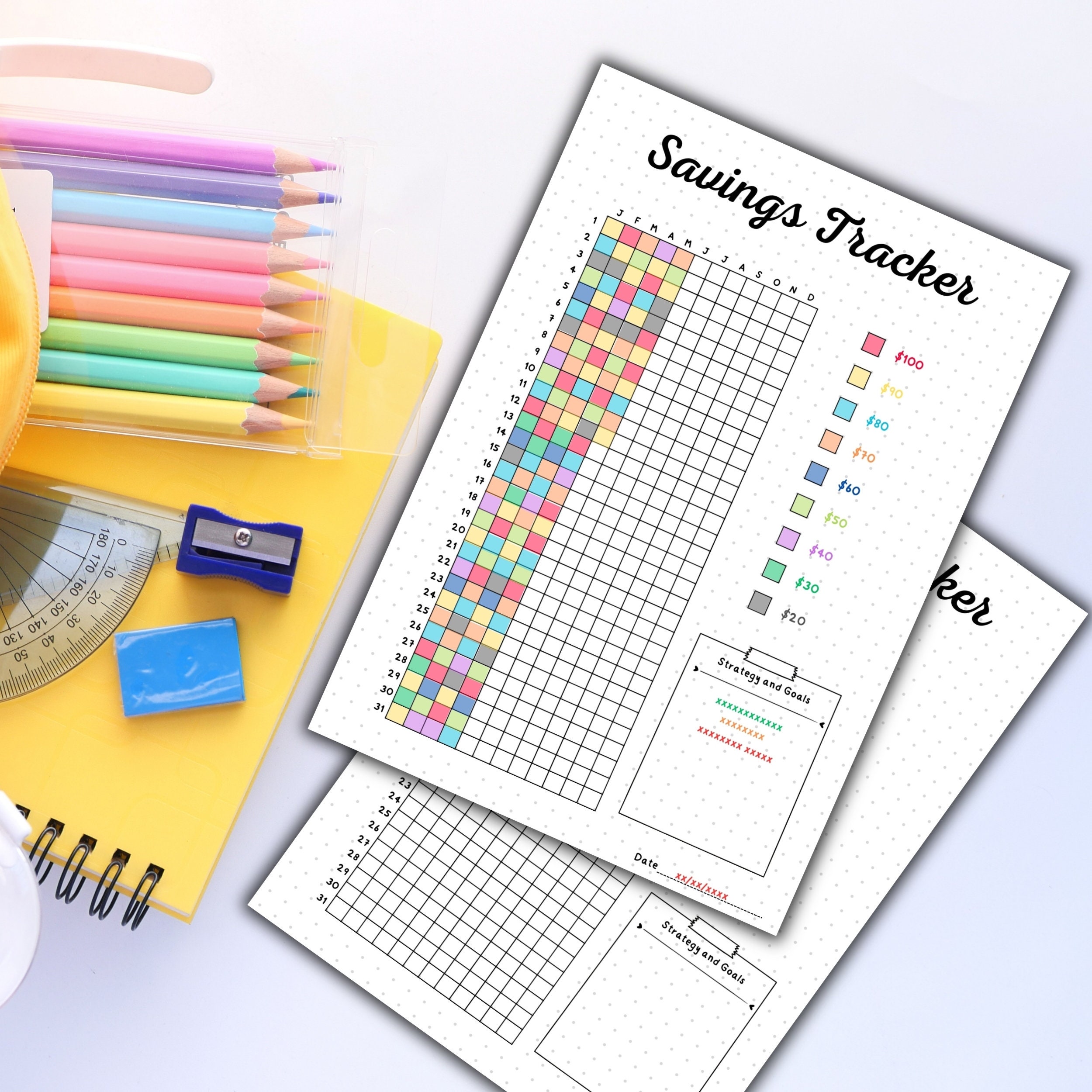 Yearly Savings Tracker Printable Tracker Printable Savings Challenge Yearly savings tracker printable tracker printable savings challenge