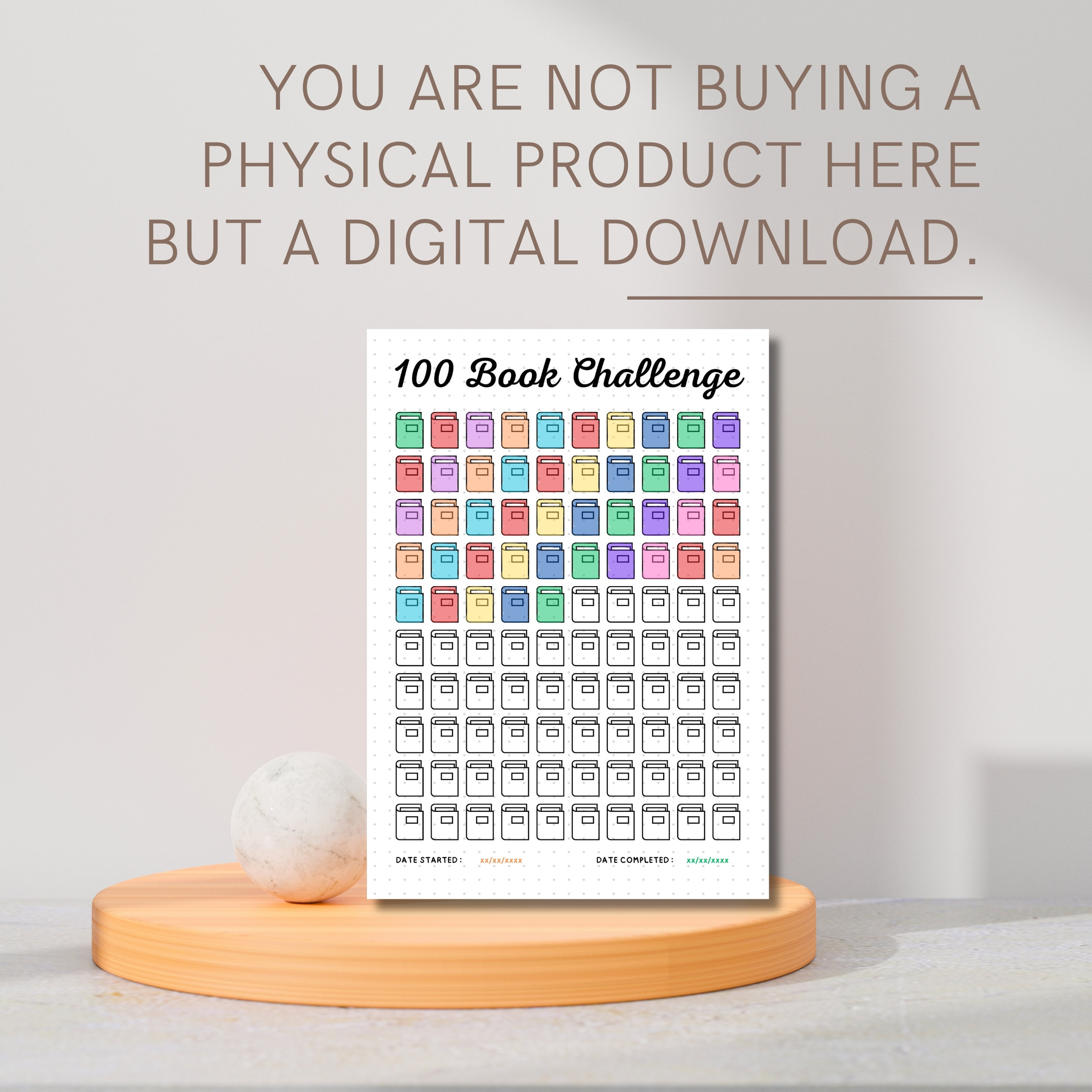 100 Book Reading Challenge, Printable Tracker, A5 Journal Page, Reading ...