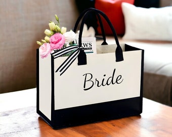 Bride Canvas Tote Bag | Bride Print | Shoulder Bag | For Wedding Essentials & Daily Use | Large Capacity | Spacious Design