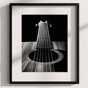 Acoustic Guitar Poster, Guitar Prints, Music Poster Print, Music Prints, Black and White Print, Printable Music Art, Music Studio Photo