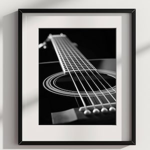 Acoustic Guitar Poster, Guitar Prints, Music Poster Print, Music Prints, Black and White Print, Printable Music Art, Music Studio Photo