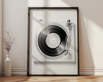 Vinyl Record Poster, Vinyl Record Player Prints, Music Poster Print, Music Prints, Black and White Print, Printable Music Art
