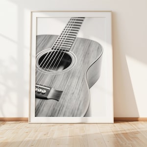 Acoustic Guitar Poster, Guitar Prints, Music Poster Print, Music Prints, Black and White Print, Printable Music Art, Music Studio Photo
