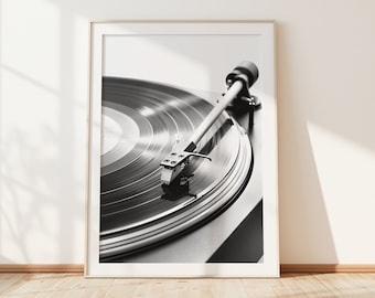 Vinyl Record Poster, Vinyl Record Player Prints, Music Poster Print, Music Prints, Black and White Print, Printable Music Art