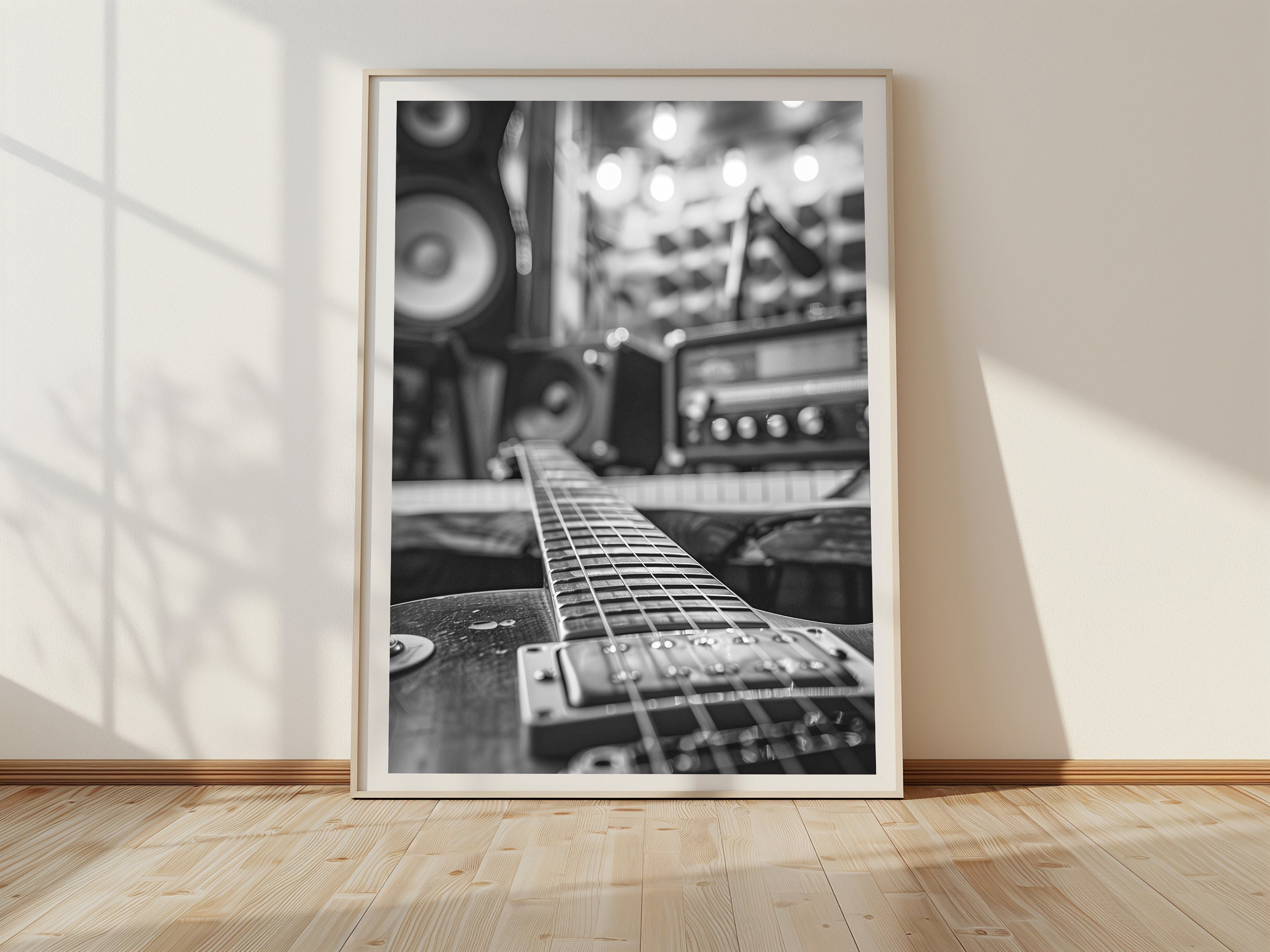 Acoustic Guitar Poster, Guitar Prints, Music Poster Print, Music Prints, Black and White Print, Printable Music Art, Music Studio Photo