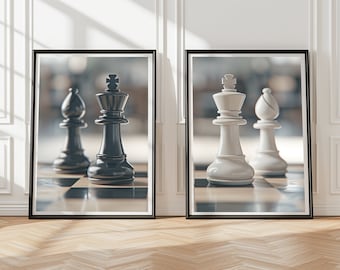 Set of 2 prints, Chess Poster, Сhess match Prints, Poster Print, Printable Chess Art, Set of 2 chess prints