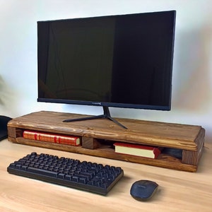 Sleek Monitor Riser Stand with Desk Storage - Efficient Desk Shelf