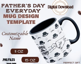 Father's Day Everyday Mug Wrap Template Design | Father & Child Fist Bump | Father's Day Mug Wrap | Gift for Dad on Any Occasion | 11oz 15oz