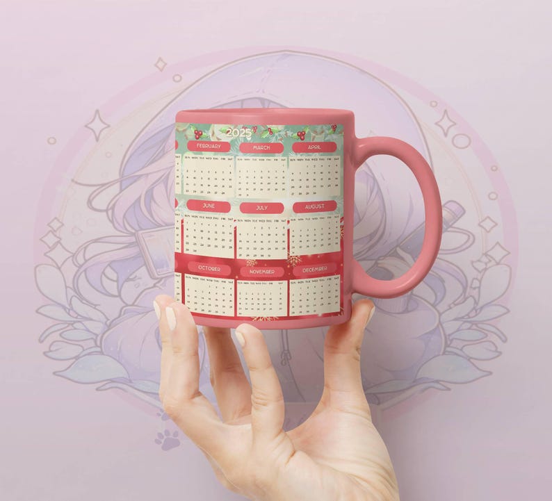 2025 Mug Calendar Family Photo Canva Editable Template Personalized