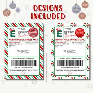 Printable North Pole Express Christmas Shipping Labels Canva Editable ...