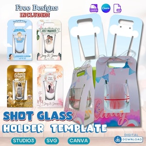 Canva Souvenir Shot Glass Holder Template | Create Personalized Souvenirs for Weddings, Birthdays , Baptism Etc | Digital Download