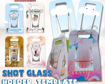 Canva Souvenir Shot Glass Holder Template | Create Personalized Souvenirs for Weddings, Birthdays , Baptism Etc | Digital Download