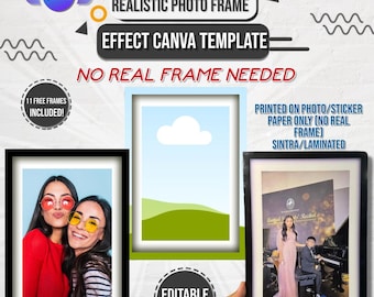Canva Realistic Photo Frame Shadow Effect Editable Template | Frameless Photo Frame Template (No Real Photo Frame Needed)  | No PRO Required
