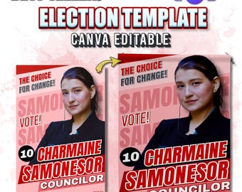 2x3 Ft. Election Tarpaulin Canva Editable Template | Best Selling  Election Campaign Poster Canva Template | Canva Election Poster Template