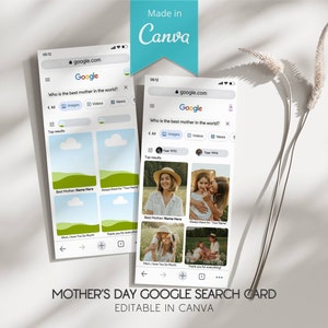 Plantilla de tarjeta de búsqueda de imágenes de Google del Día de la Madre, Plantilla de Canva, Canva editable, No se requiere suscripción profesional, Tarjeta única del Día de la Madre
