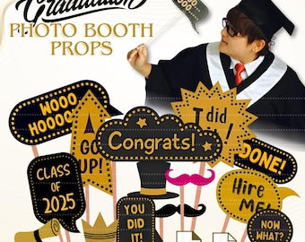Graduation Photo Booth Props | DIY Graduation 2025 Party Printable | Graduation Photo Booth Kit - 14 Printable Props | PDF & PNG Files Only